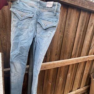 Rue21 Light Blue Skinny Jeans with Embellished Pockets